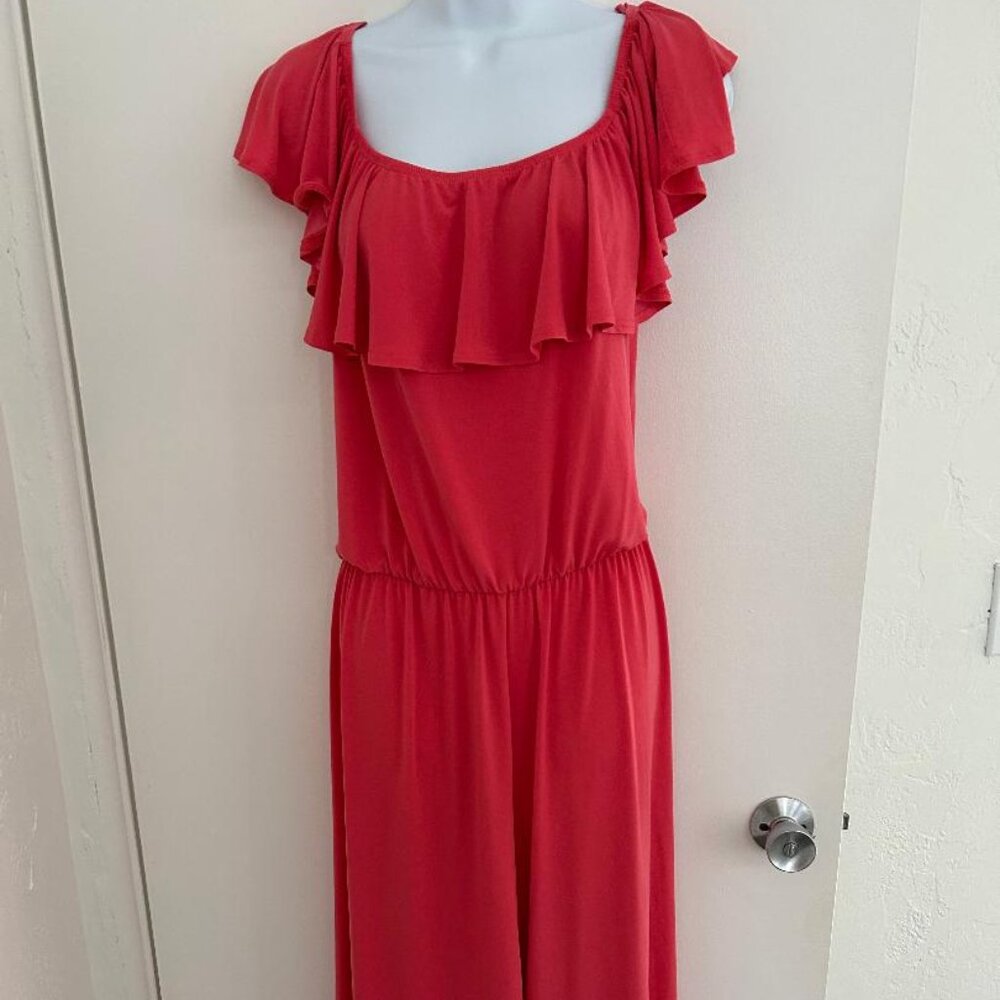 Vintage Slinky Romper - Coral Color, Size Large  J1
